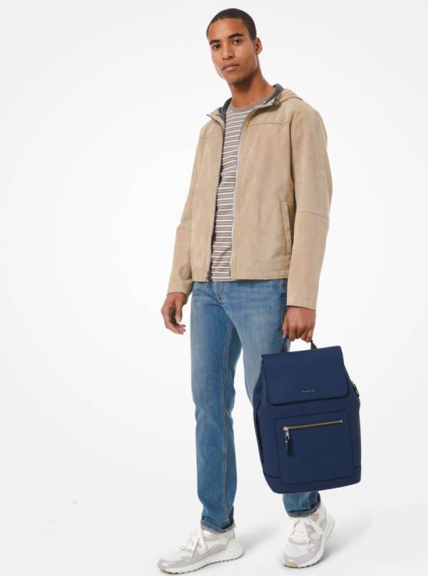 Panske Batohy Michael Kors Hudson Pebbled Leather Modre - Tasky Michael Kors Outlet | LSIHJ-0387